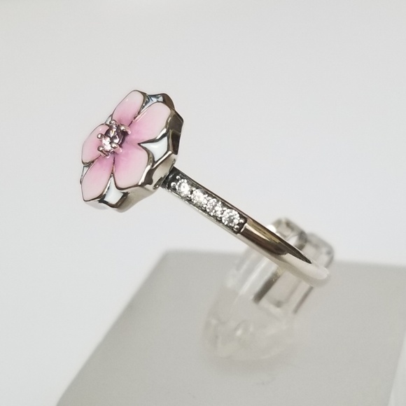 Sterling Silver Enamel Flower Ring - Picture 4 of 8